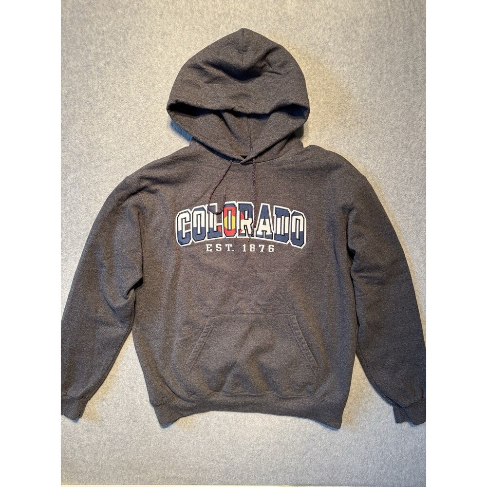 Champion Eco Fleece Pullover Hoodie Sweater Adult Large Gray Colorado Logo